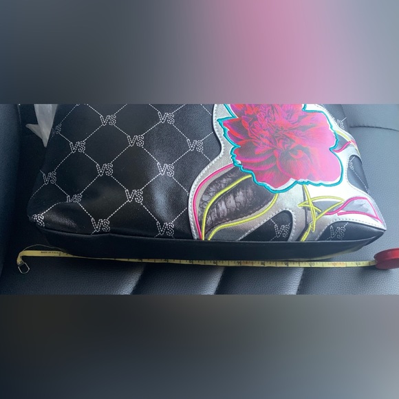 Victorias Secret Faux Leather Cosmetic Makeup Clutch Bag Black Monogram NWT - Picture 6 of 9